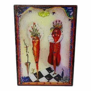 Wendy Costa cutting board 11" X 8" Formal Carrots Royalty Unique